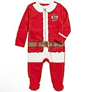 NWT-Christmas Santa Baby Sleep & Play 2-Way-Zip Footed One-Piece for Baby